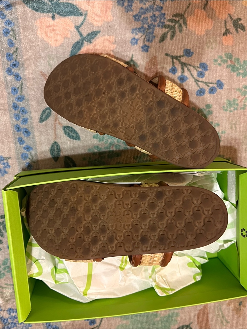 Sam Edelman Rowan Woven Slide Sandals in Natural and Spiced Russet - Picture 6 of 9